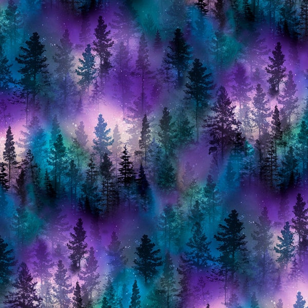 Purple Forest Quilting Cotton Fabric from Aurora by Timeless Treasures Collection - Northern Lights - C8457-PRPL - Continuous 1/2 Yard