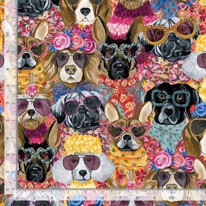 Fashionista Dogs Cotton Fabric - Timeless Treasures #CD4179-MULTI