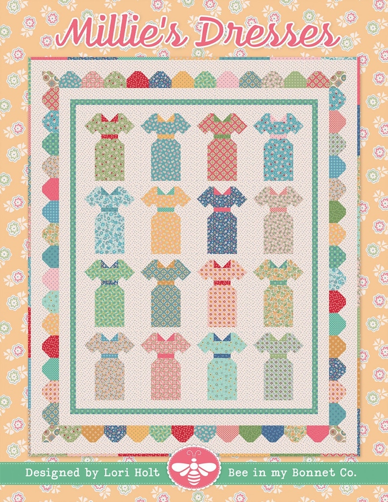 Millie's Dresses Quilt Pattern by Lori Holt of Bee in my Bonnet for It's Sew Emma ISE-275 Paper Pattern Makes a 58.5 x 70.5 Quilt image 1