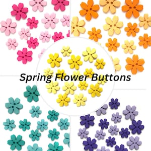 Spring Flower Button Packs from Buttons Galore & More - 2 Hole Plastic Button Embellishments - 16 Buttons in Each Pack