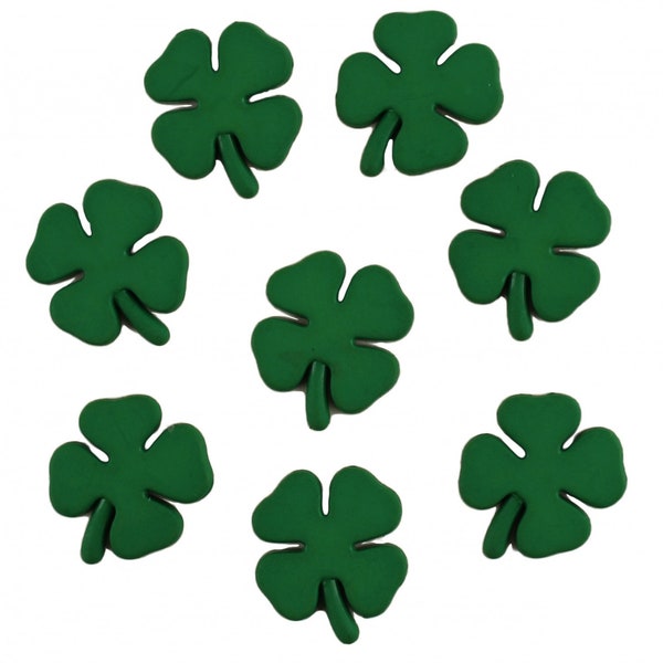 St Patrick's Day Shamrock Button Pack - 8 piece Button Pack from Buttons Galore & More - #4152 - Green Shamrock Shank Button Embellishments