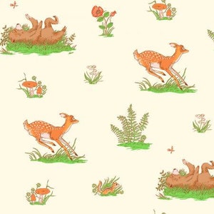 BearGrass and Deer ivoor grillige quilt katoenen stof van Forestburgh by Heather Ross for Windham Fabrics-53845-3 doorlopend 1/2 Yard