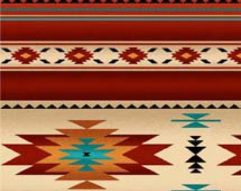 Southwest Blanket Stripe Cotton Fabric - Elizabeth's Studio #201E-TERR - Continuous 1/2 Yard