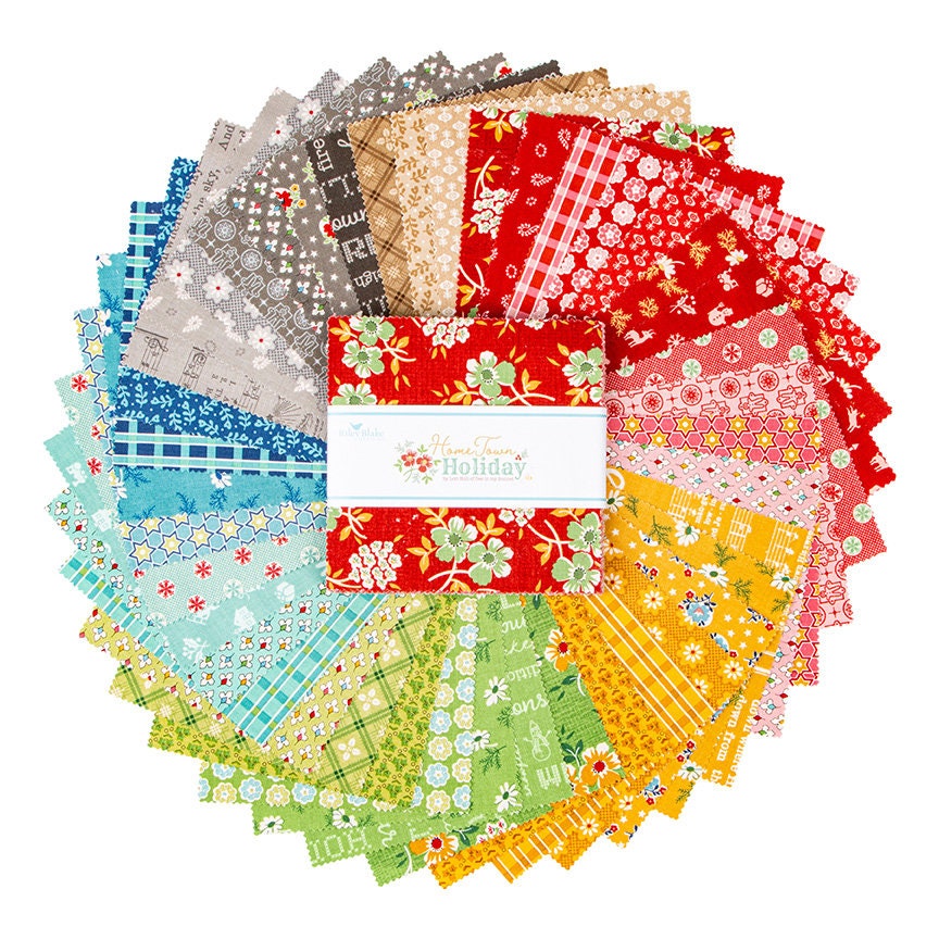 Home Town Holiday 5" Stacker Christmas Charm Pack by Lori Holt for Riley Blake #5-14900-42 - 42 Precut 5 inch Fabric Squares