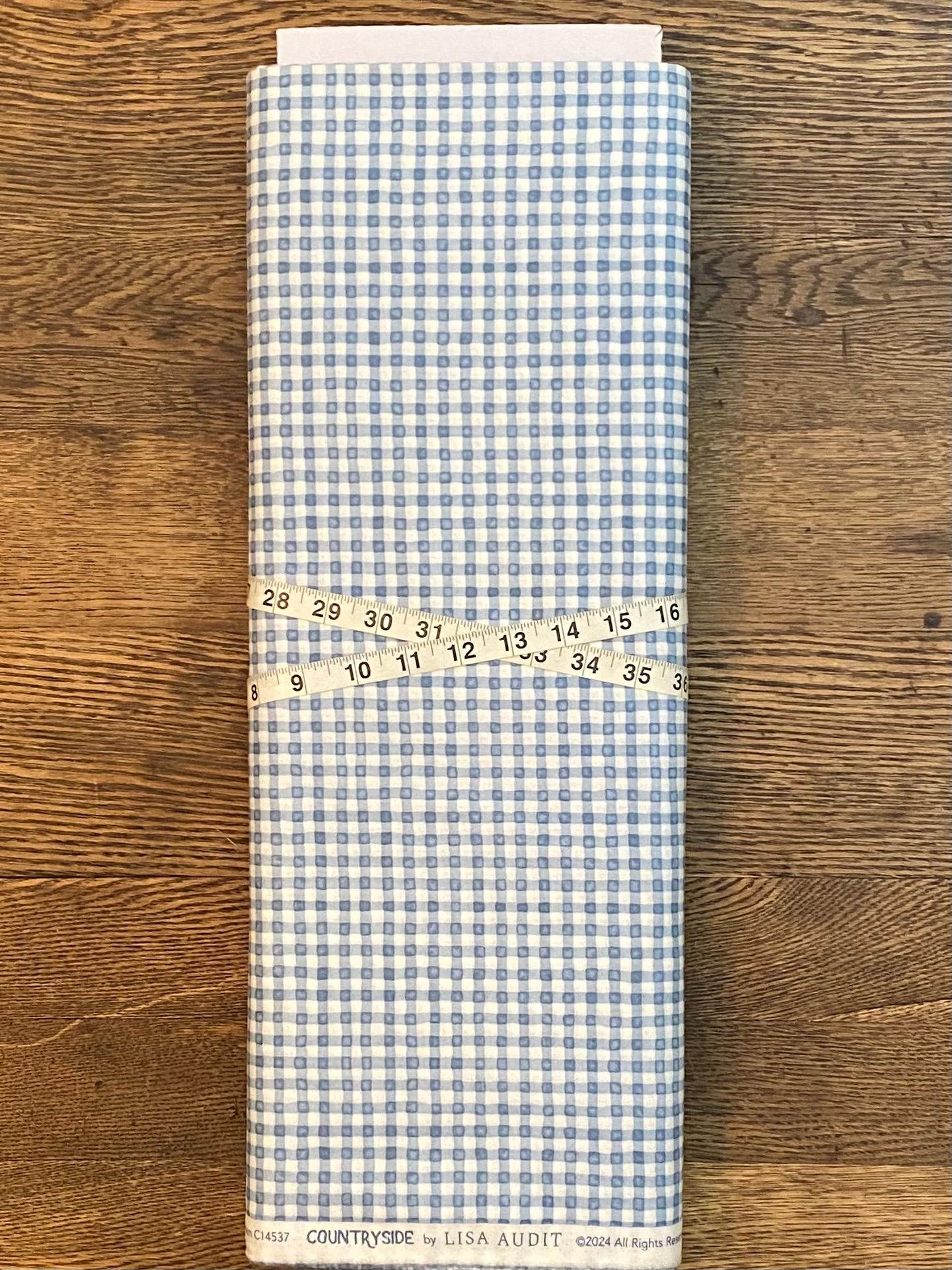 Countryside Printed Blue Gingham Check Quilt Cotton Fabric by Lisa ...