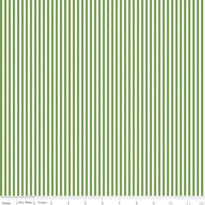 1/8&quot; Clover Green and White Striped Quilting Cotton Fabric from Stripes by Riley Blake Designers #C495--CLOVER - Continuous 1/2 Yard