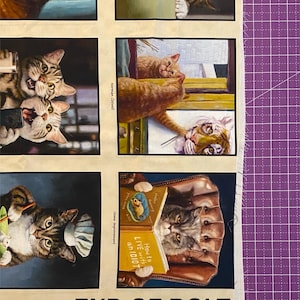 24"x44" Cat's Meow Cotton Fabric Panel - Elizabeth's Studio #41004E-FLAX - Sold by the Panel End of Bolt Panel