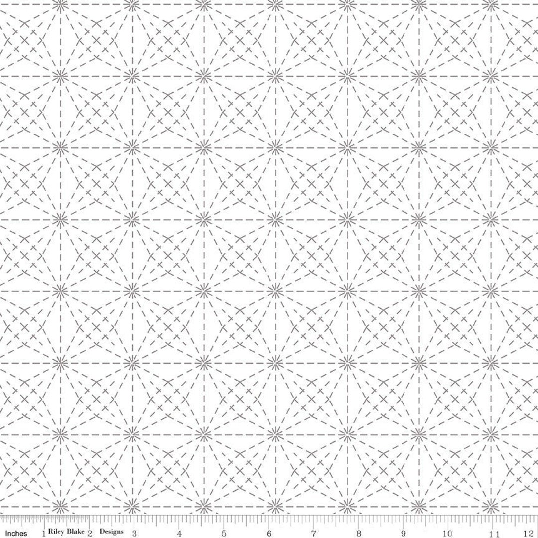 Sashiko Quilt Cotton Fabric From Hush Hush 2 Collection by Sue Daley ...