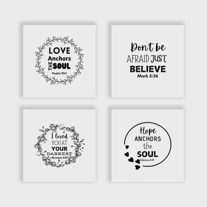 Square Scripture Graphics Set of 20 Bible Verses Cotton Fabric Squares - Religious Scriptures ...