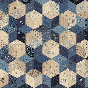 Pam&#39;s Stars Special Edition Quilting Cotton Cheater Fabric by Pam Buda Collection for Marcus Fabrics #R171340D-BLUE - Continuous 1/2 Yard