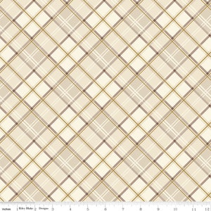 Taupe Plaid Metallic Sparkle Quilt Cotton Fabric - Shades of Autumn by My Mind&#39;s Eye for Riley Blake - SC13476-CREAM - Continuous 1/2 Yard