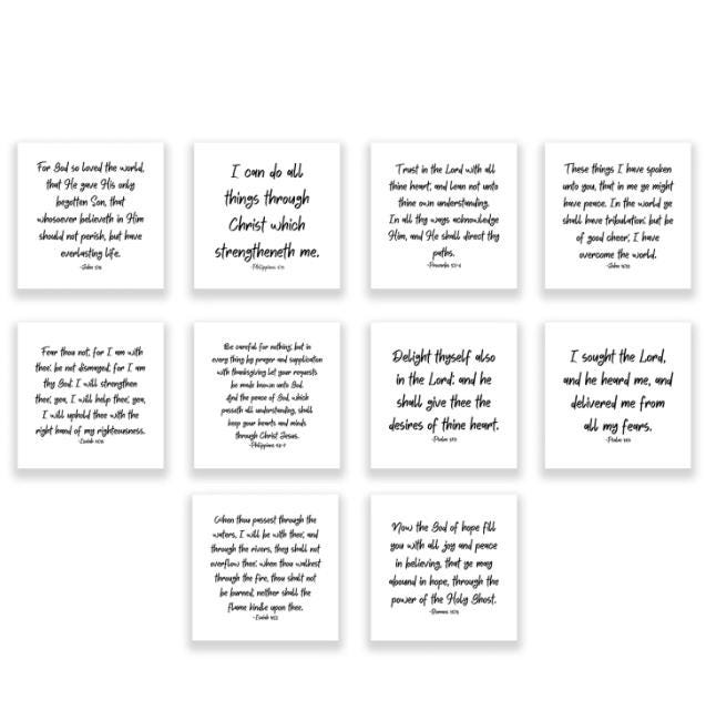 Square Scripture Graphics Set of 10 Bible Verses Cotton Fabric Squares - Religious Scriptures ...