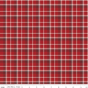 PRINTED Red Plaid Quilt Cotton Fabric from Into the Woods by Lori Whitlock for Riley Blake Designs - C11397-RED - Continuous 1/2 Yard