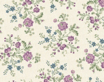 Petite Floral Bouquet Cream Quilting Cotton - Vivienne by Carrie Quinn Collection for Marcus Fabrics - R100803D-CREAM - Continuous 1/2 Yard