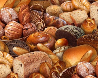 May include: A variety of freshly baked breads, including loaves, rolls, and baguettes, are arranged in a visually appealing display. The breads vary in color from light golden brown to dark, crusty hues, with some displayed in wicker baskets.