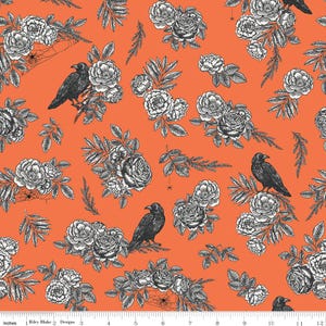 洗練されたハロウィーンのメインプリントのオレンジキルトコットン生地、My Mind's Eye for Riley Blake Designs #C14620-ORANGE - 連続 1/2 ヤード