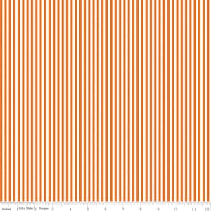 1/8&quot; Orange and White Striped Quilting Cotton Fabric from Stripes by Riley Blake Designers #C495-ORANGE - Continuous 1/2 Yard
