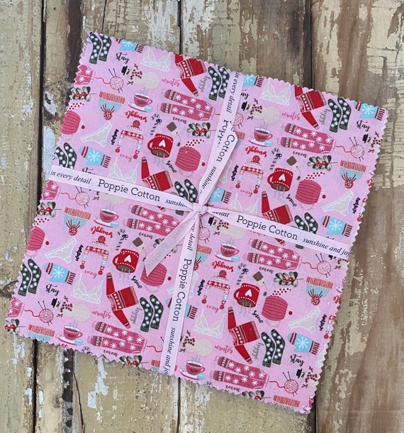 Snuggle up Buttercup 10 Fabric Squares Quilt Cotton Fabric by Poppie Cotton  SB21625 42 Squares per Layer Cake 