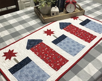 Firework Frenzy Table Runner Pattern by Lindsey Weight - Primrose Cottage #033 - Paper Pattern w/ Instructions for a 18"x39" Table Runner