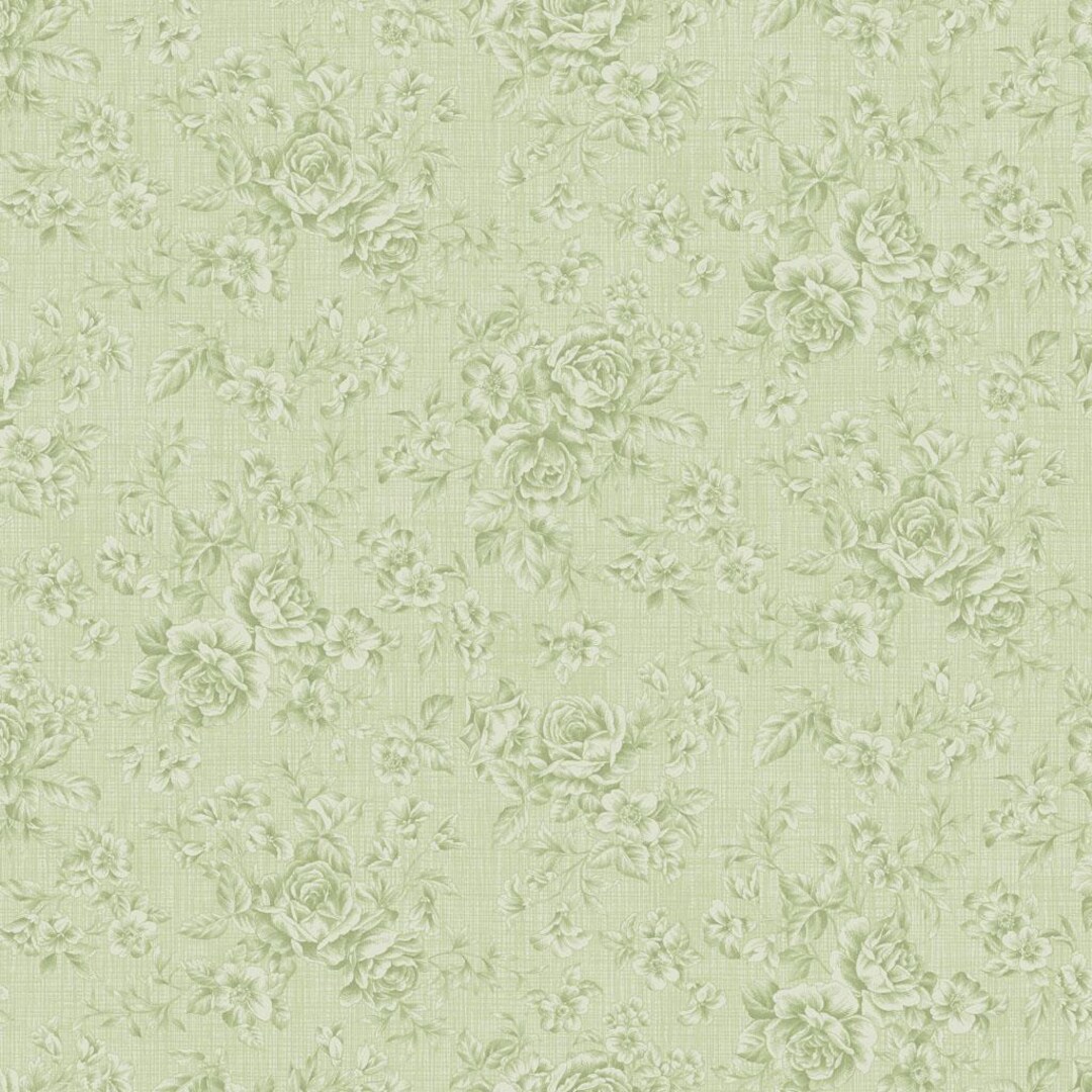 Tonal Roses Charlotte Light Olive Tonal Roses Floral Cotton Fabric - Clothworks # ...