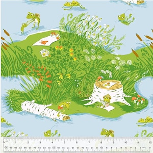 Blue Frog Pond Quilt Cotton Fabric from Studio Edit by Heather Ross for Windham Fabrics #37022D-1 - Continuous 1/2 Yard