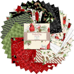 Cardinal Cozy 5 Karat Kristalle Quilt Cotton Charm Pack von Nancy Mink für Wilmington Prints #508-822-508 - 42 vorgeschnittene 12,5 cm Stoffquadrate