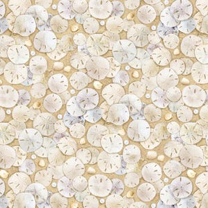 Sand Dollars Sand Quilt Cotton Fabric from Landscape Medley Collection by Elizabeth&#39;s Studio #619E-SAND - Continuous 1/2 Yard