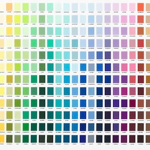 May include: A color chart featuring a wide array of hues, arranged in a grid. The chart displays a spectrum of colors, from vibrant reds and oranges to cool blues and greens, with a section of neutral tones. The chart includes the text "25 NEW COLORS".