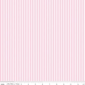 1/8&quot; Peony Pink and White Striped Quilting Cotton Fabric from Stripes by Riley Blake Designers #C495-PEONY - Continuous 1/2 Yard