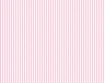 1/8" Pink/White Stripe Cotton Fabric - Riley Blake #C495-PEONY - Continuous 1/2 Yard