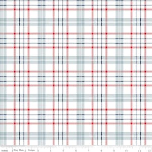 PRINTED Plaid Storm Blue Quilt Cotton Fabric from American Beauty by Dani Mogstad - Riley Blake Designs - C14443-STORM - Continuous 1/2 Yard