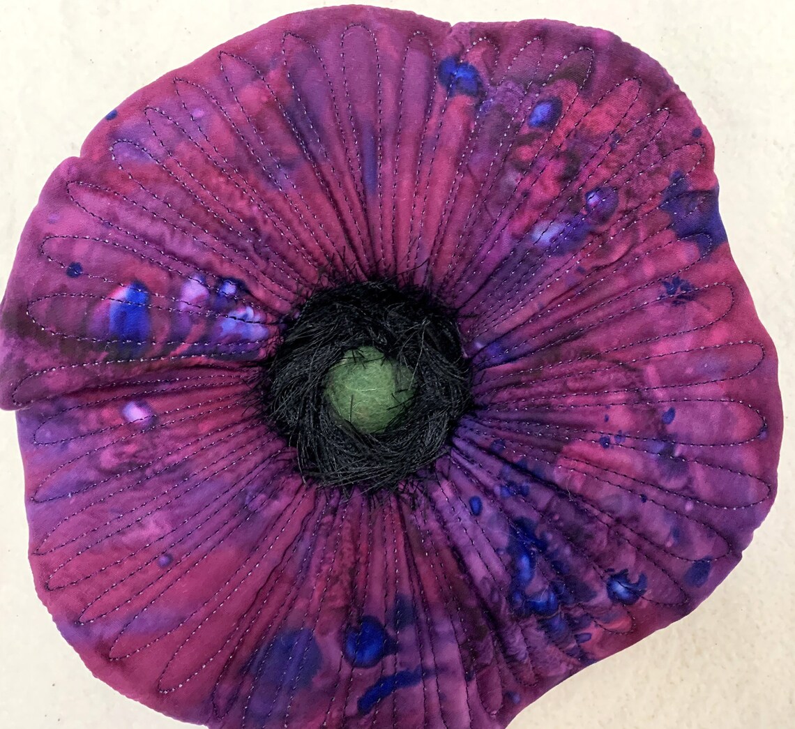 Quilted Fabric Wall Flowers Sculpture Etsy