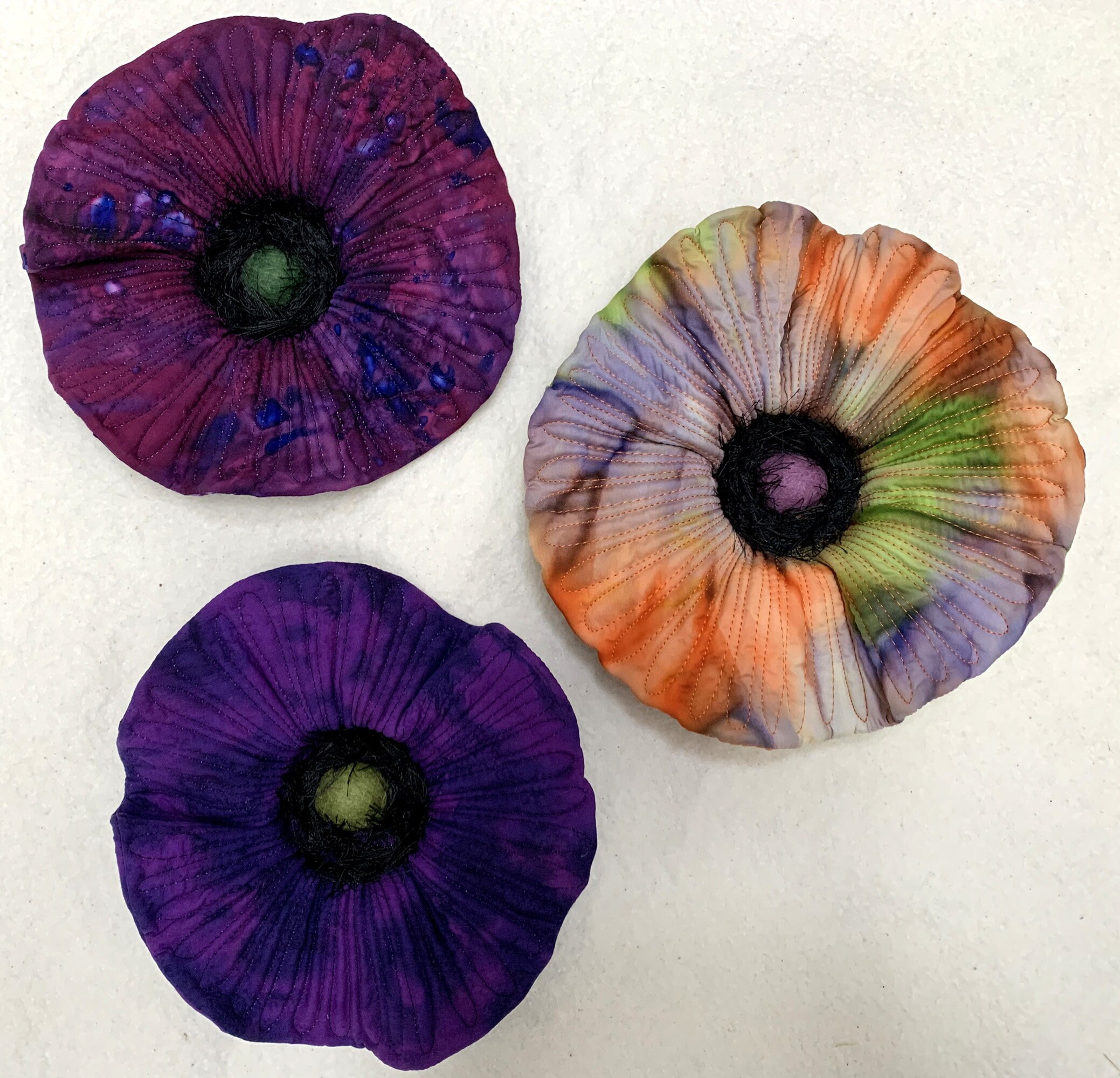 Quilted Fabric Wall Flowers Sculpture Etsy