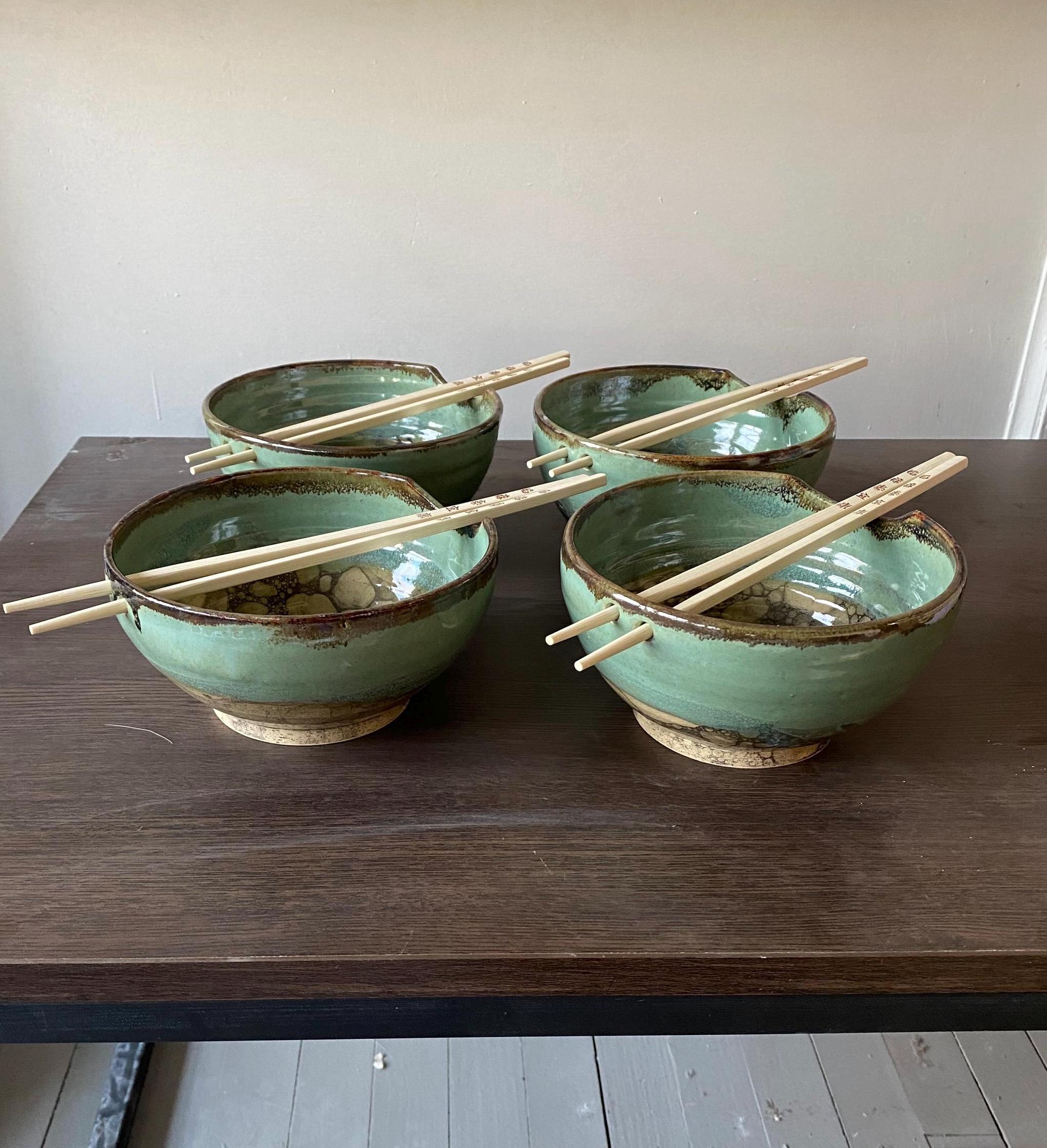 Set of 4 Ramen Bowls, Teal