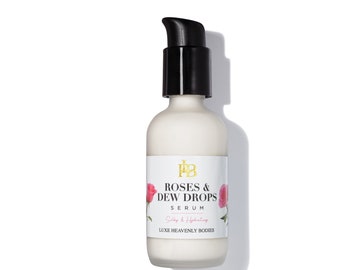 Roses and Dew Drops Facial Moisturizer, Light Facial Cream, with Rose, Geranium, Lavender and Ylang Ylang.   Natural and Organic Skincare.