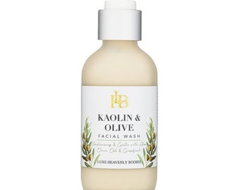 Nettoyant pour le visage au kaolin et à l'olive, nettoyant naturel pour le visage, nettoyant doux pour la peau sensible