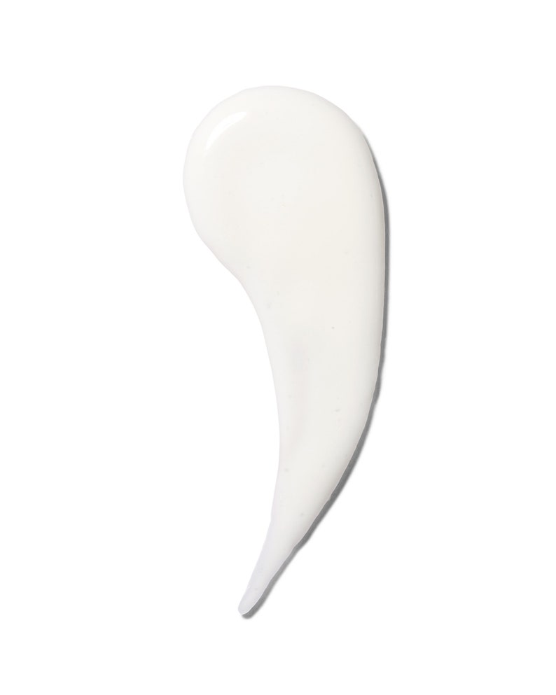 May include: A white, creamy, smooth, and thick liquid product, like lotion or cream, is shown as a single, long, and thin smear on a white background.
