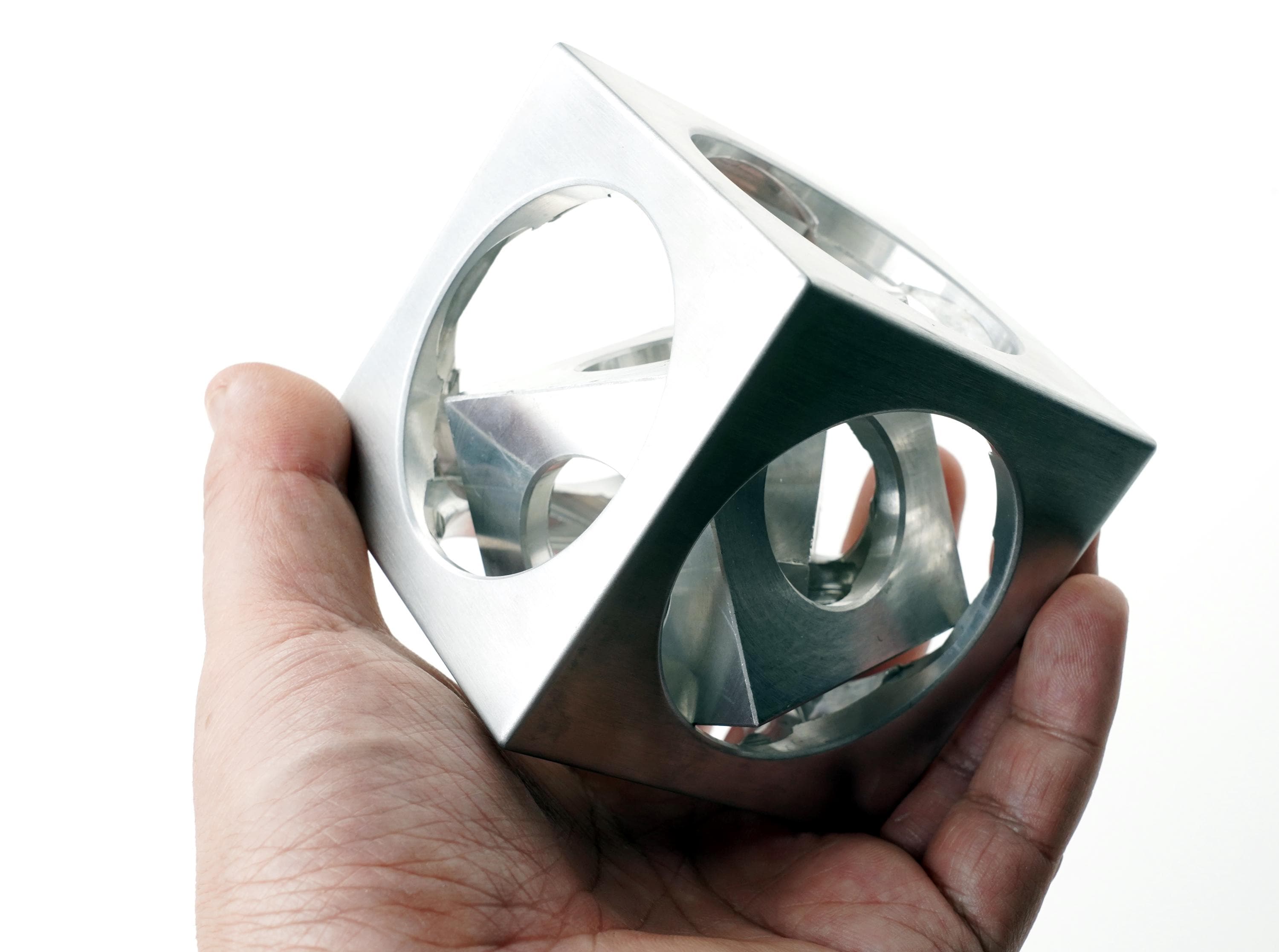 Large Aluminum Turner's Cube, CNC Machined 3-inch Desk Sculpture