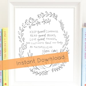 Louisa&#39;s Motto Digital Download - Reader Print - Bookworm Wall Art - Bookworm Gift