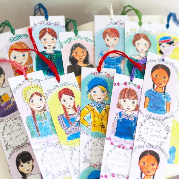Set of five Literary Heroine Bookmarks - Bookmark Set - Bookworm Gifts - Choose 5 heroines