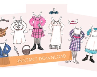 Secret Garden Paper Doll Clothes - Printable - Instant Download