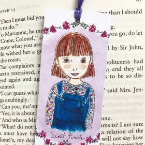 Literary bookmark Scout Finch Literary Gift purple image 1