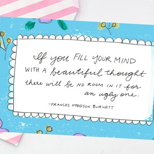 A Beautiful Thought Postcard Frances Hodgson Burnett friendship postcard cute snail mail literary quote image 1