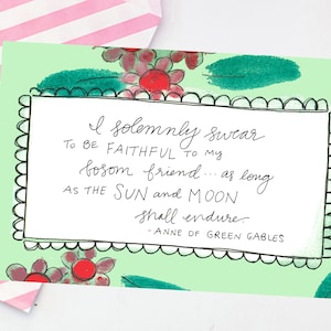 Giuro solennemente di rimanere fedele - Anna dai capelli rossi Cartolina - cartolina di amicizia - simpatica posta ordinaria - citazione letteraria
