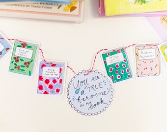 Mini Book Banner - Every Occasion - Mother's Day - Birthday - customizable - Bibliophile gift - adorable snail mail - assembly required!