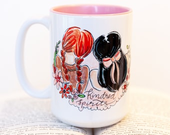 Mug - Kindred Spirits - Mug Anne et Diana - Mug 15 oz - Mug littéraire - Cadeaux pour rat de bibliothèque