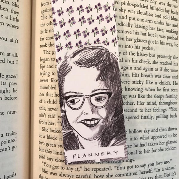 Flannery O'Connor Bookmark - illustrated - bookmark - author