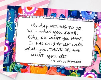 A Little Princess quote Postcard - Frances Hodgson Burnett - friendship postcard - cute snail mail - literary quote - bookworm postcard