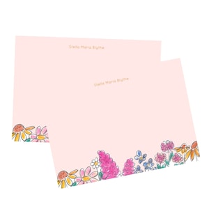 Ensemble de papeterie personnalisée - Fleurs des prés - Cartes de correspondance personnalisées