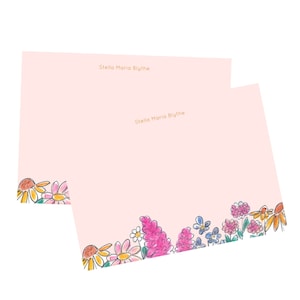 Personalized Stationery Set - Meadow flowers - Custom Note Cards